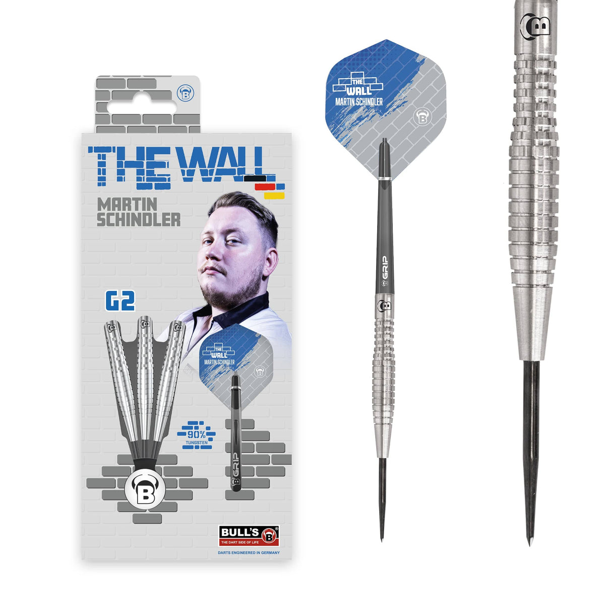 BULL'S Martin Schindler Darts - Steel Tip - 90% Tungsten - G2