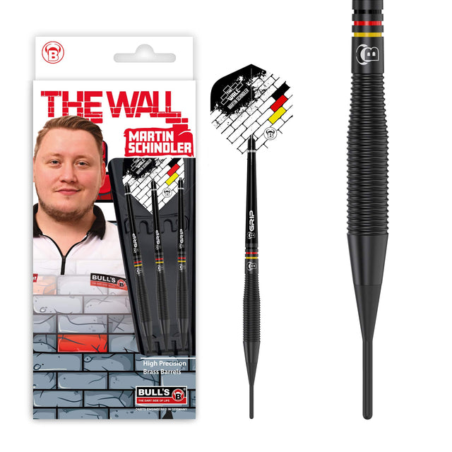 BULL'S Martin Schindler Darts - Soft Tip - Black Brass - 18g