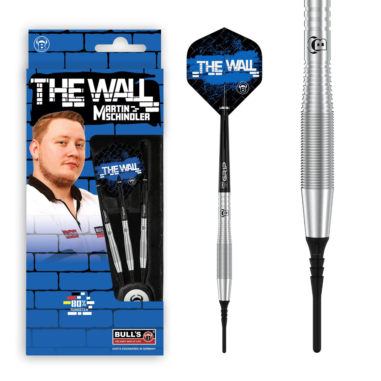 BULL'S Martin Schindler Darts - Soft Tip - 80% Tungsten - 18g