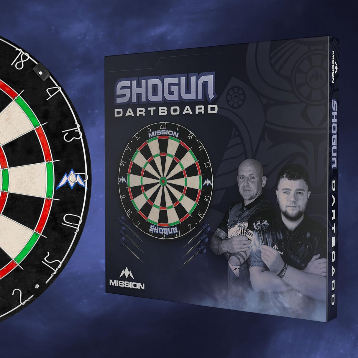 Mission Shogun Dartboard Set - Round Wire Dartboard with 2 sets of darts