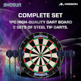 Mission Shogun Dartboard Set - Round Wire Dartboard with 2 sets of darts