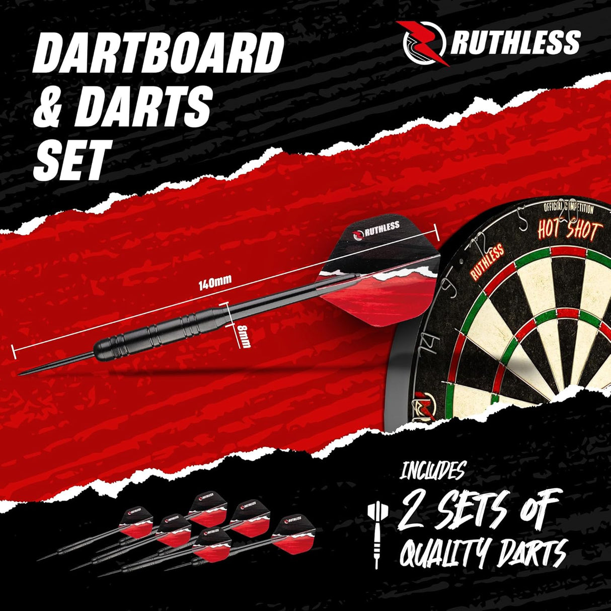 Ruthless Animal Home Darts Centre - Hotshot Dartboard in Cabinet - Gorilla