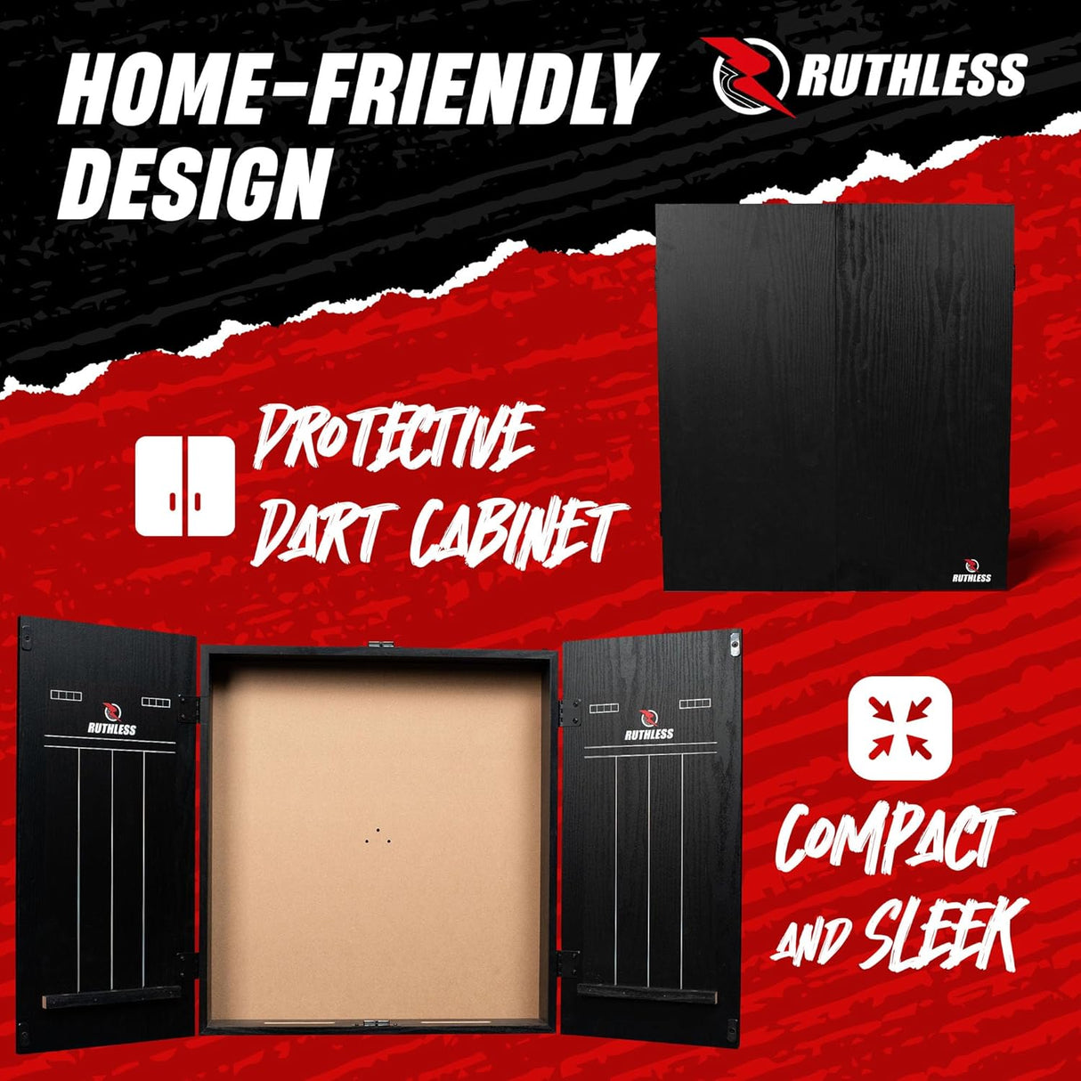 Ruthless Animal Home Darts Centre - Hotshot Dartboard in Cabinet - Cobra