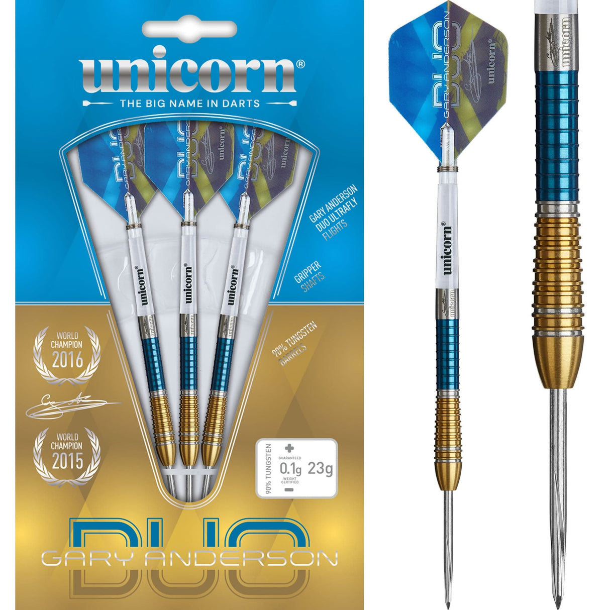 Unicorn Gary Anderson Darts - Steel Tip - 90% Tungsten - Flying Scotsman - Phase 6 Duo