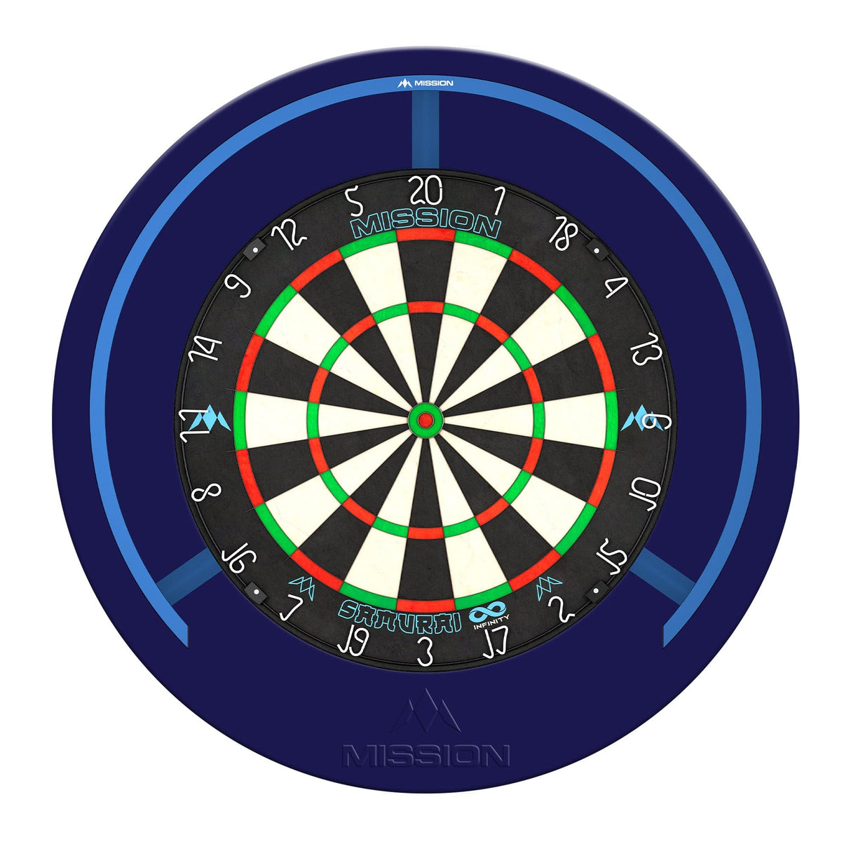 Mission Samurai Infinity Dartboard Set - Dart Board, Surround & Torus 270 Light - Blue