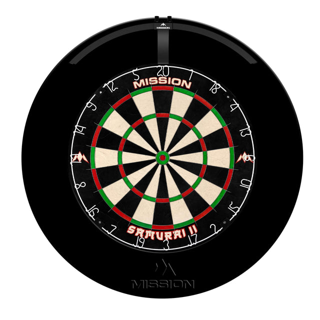 Mission Samurai II Dartboard Set - Dart Board, Surround & Torus 100 Light - Black