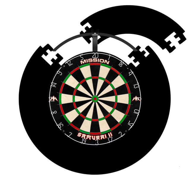 Mission Samurai II Dartboard Set - Dart Board, Jigsaw Surround & Torus 100 Light - Black