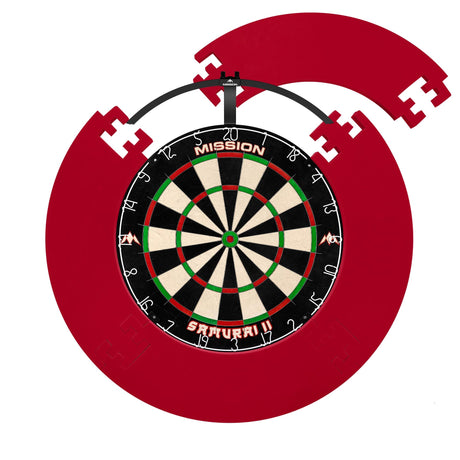 Mission Samurai II Dartboard Set - Dart Board, Jigsaw Surround & Torus 100 Light - Red