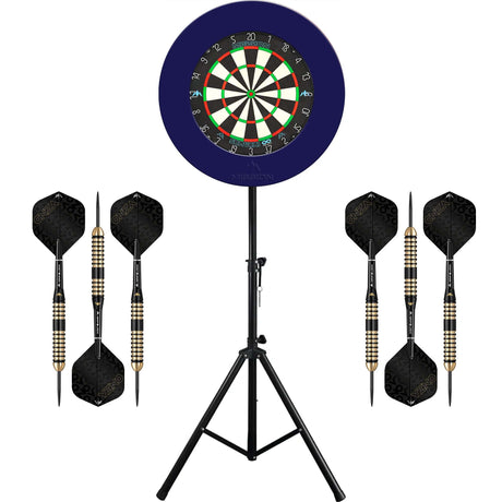 Mission Samurai Infinity Dartboard & Stand Set - Dart Board, Surround, Stand and Darts - Blue