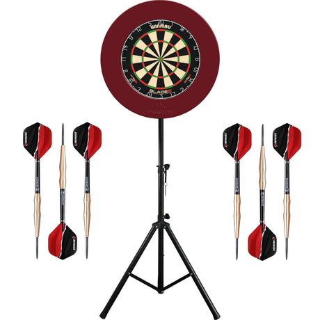 Winmau Blade 6 Dartboard & Stand Set - Dart Board, Surround, Stand & Darts - Red