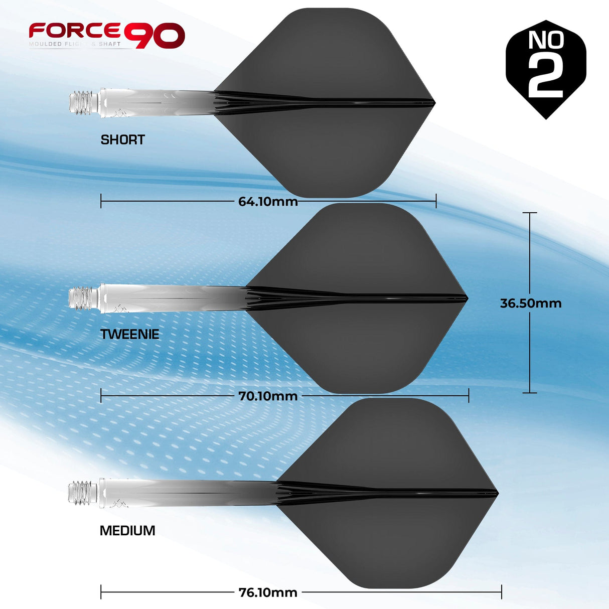 Mission Force 90 - New Moulded Flight & Shaft System - Standard No2 - Gradient - Transparent Black