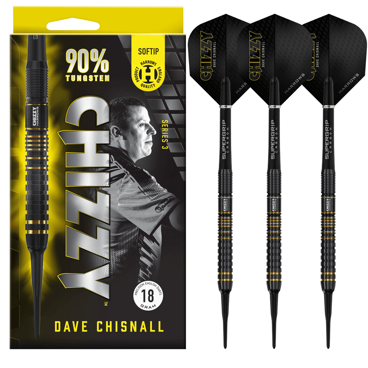 Harrows Dave Chisnall Darts - Chizzy - Soft Tip - 90% Tungsten - Series 3