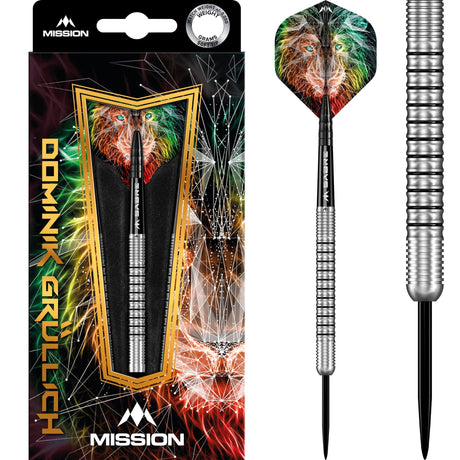 Mission Dominik Grüllich Darts - Steel Tip - 95% Tungsten - Silver-Black Rings