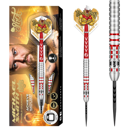 Shot Michael Smith Darts - Steel Tip - 90% Tungsten - Achieve - World Cup Edition - 24g