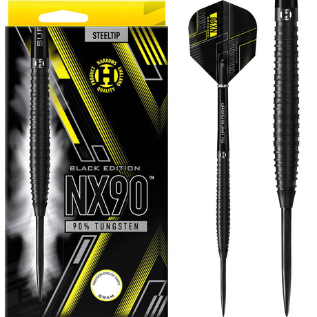 Harrows NX90 Black Darts - Steel Tip - Ringed