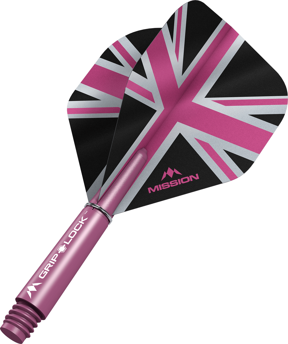 Mission Alliance Black No2 Dart Flights Combo With Griplock Shafts Pink / Short