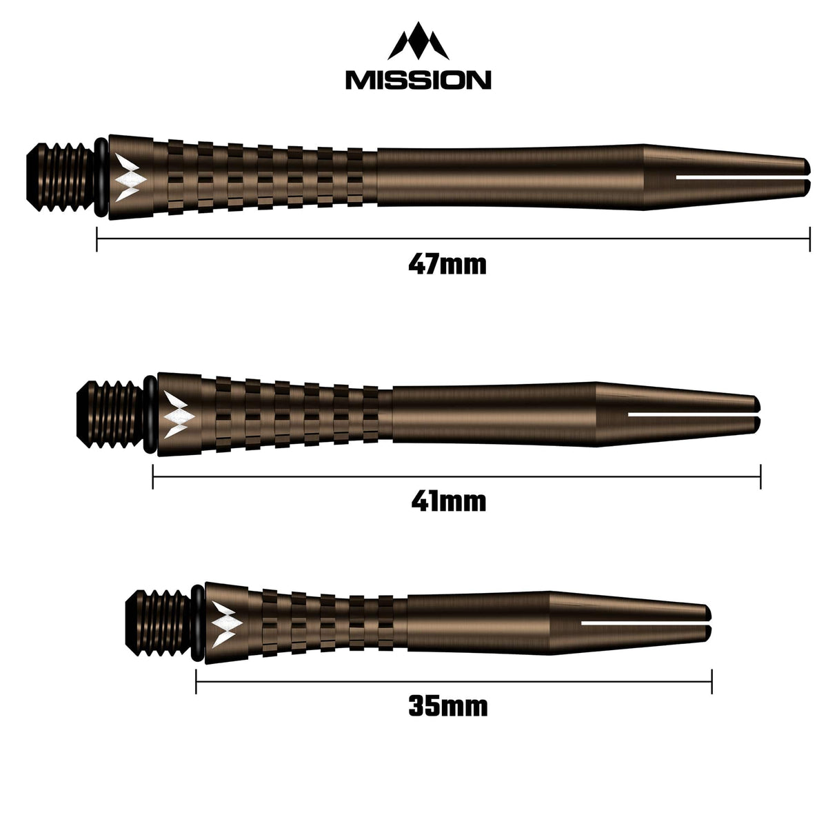 Mission Atom13 Aluminium Shafts - Anodised Metal Stems - Bronze