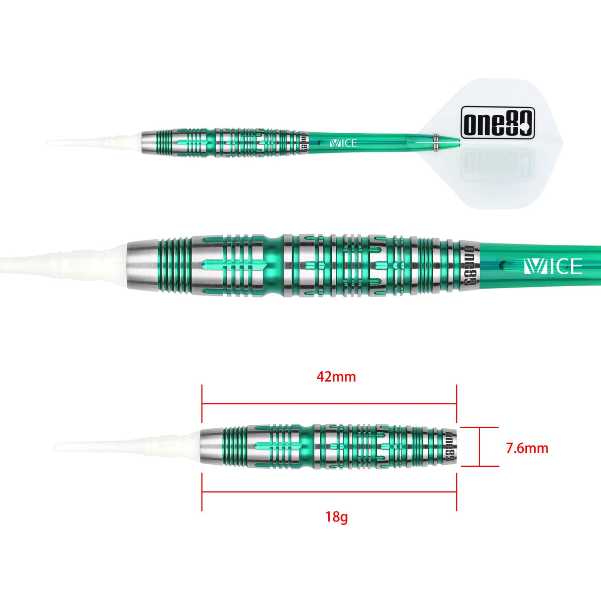 One80 Noriyuki Negeshi Darts - Soft Tip - 90% Tungsten - 18g