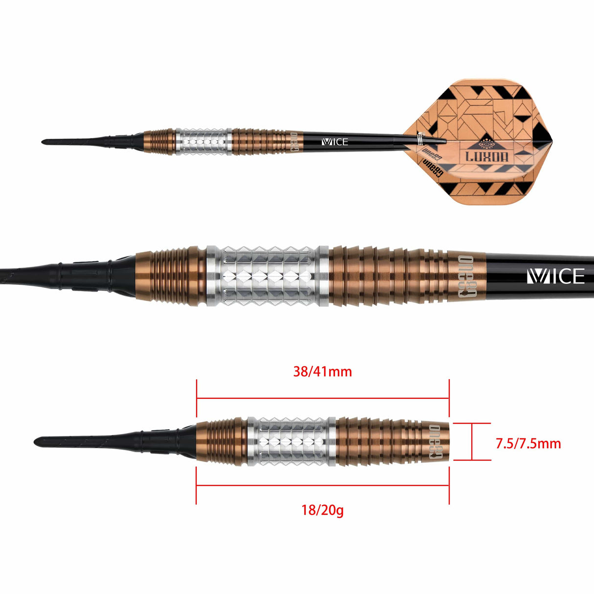 One80 Luxor Darts - Soft Tip - 90% Tungsten - Epsilon - 18g