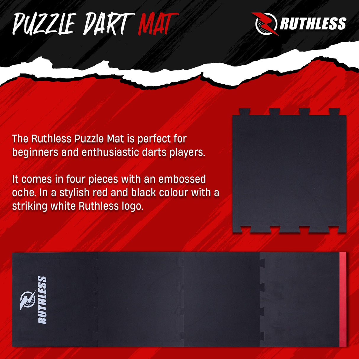 Ruthless Puzzle Dart Mat - for Beginners & Professionals - 237x60cm