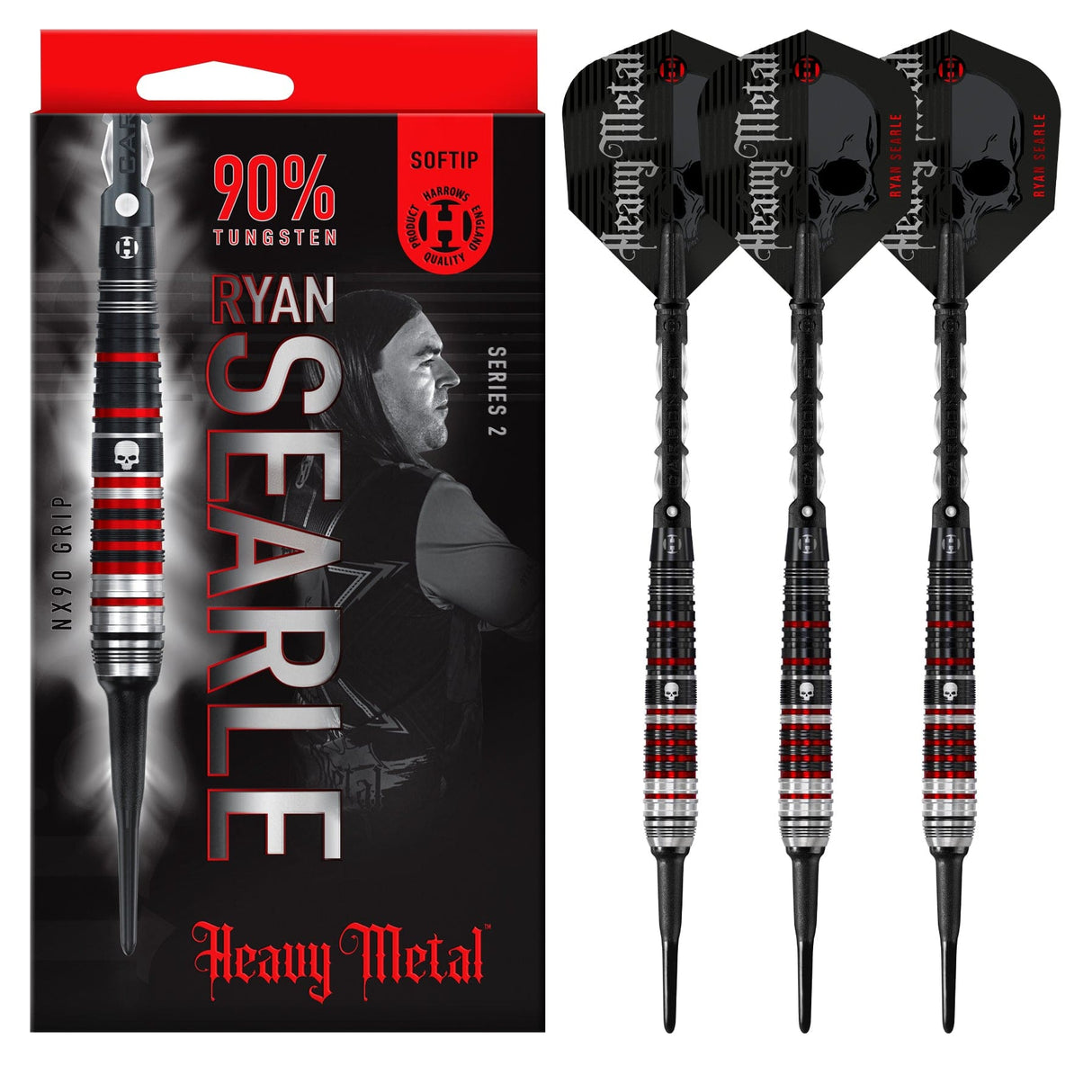 Harrows Ryan Searle Darts - Heavy Metal - Soft Tip - 90% Tungsten - Series 2