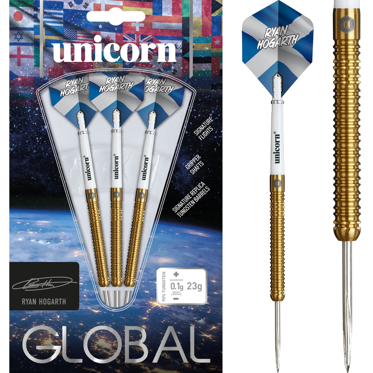 Unicorn Global Darts - Steel Tip - 90% Tungsten - Ryan Hogarth - 23g