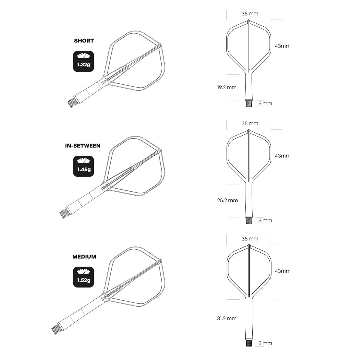 Shot Flight Deck - One Piece Dart Flight and Shaft System - Clear