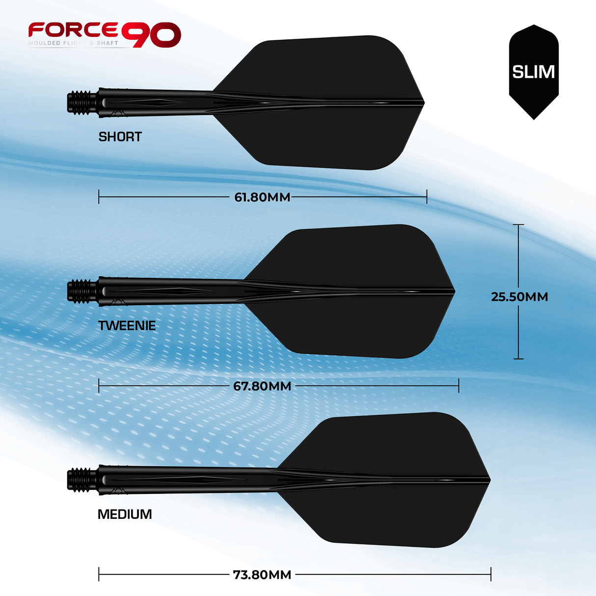 Mission Force 90 - New Moulded Flight & Shaft System - Black - Slim