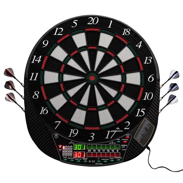 Mission G220 Electronic Dartboard - Professional Soft Tip - upto 16 players - 28 Games - inc 4 Sets of Darts