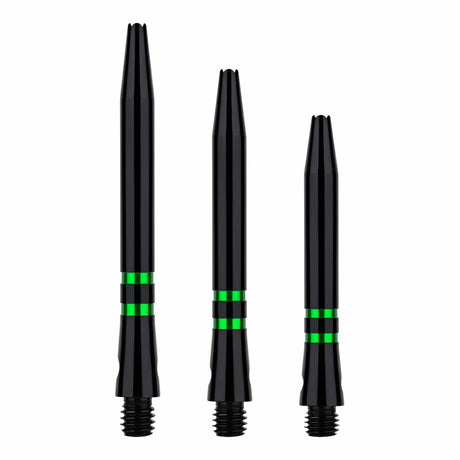 One80 TC Alu Dart Shafts - Regrooved Stems - Black & Green