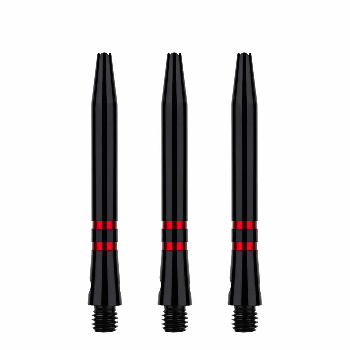 One80 TC Alu Dart Shafts - Regrooved Stems - Black & Red