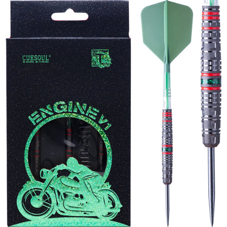 Cuesoul Engine V1 Darts - Steel Tip - 90% Tungsten - Hope Ring - Green 23g