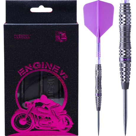 Cuesoul Engine V2 Darts - Steel Tip - 90% Tungsten - Hope Ring - Purple 22g