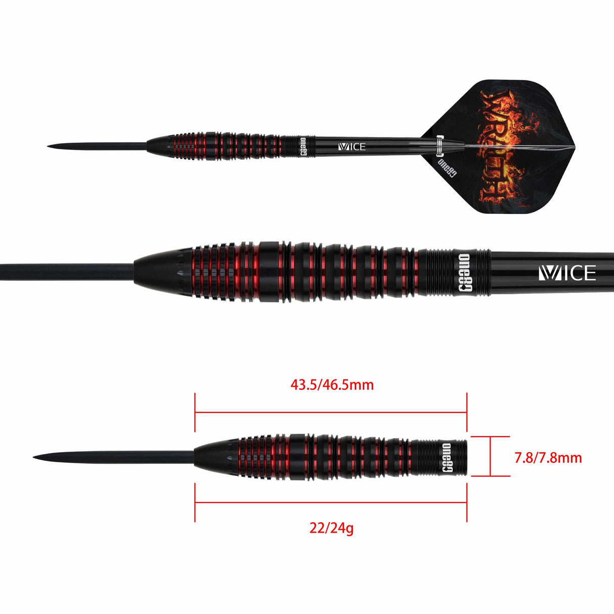 One80 Wraith Darts - Steel Tip - 90% Tungsten - W4