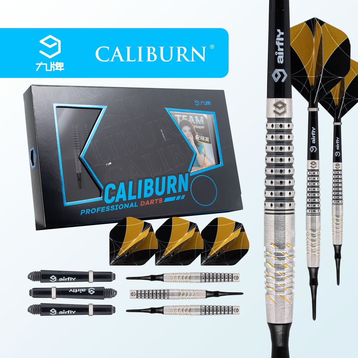 Caliburn Player Darts - Soft Tip - 90% - Silver & Gold - Han