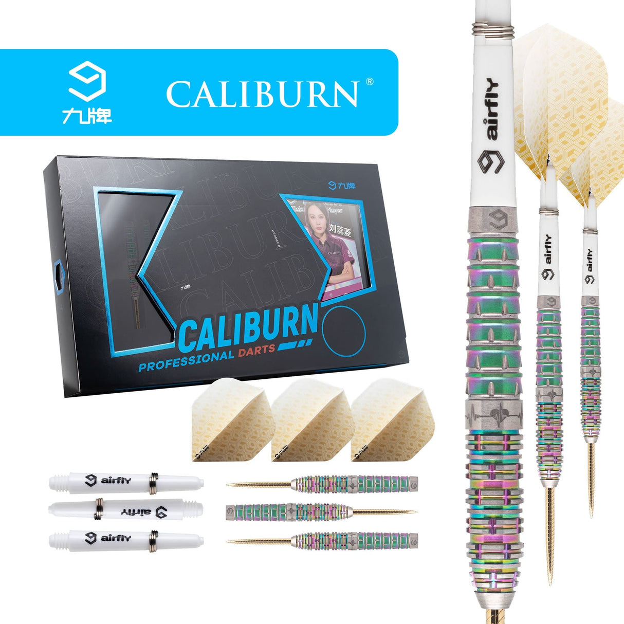 Caliburn Player Darts - Steel Tip - 95% - Rainbow Coating - Raine 22g