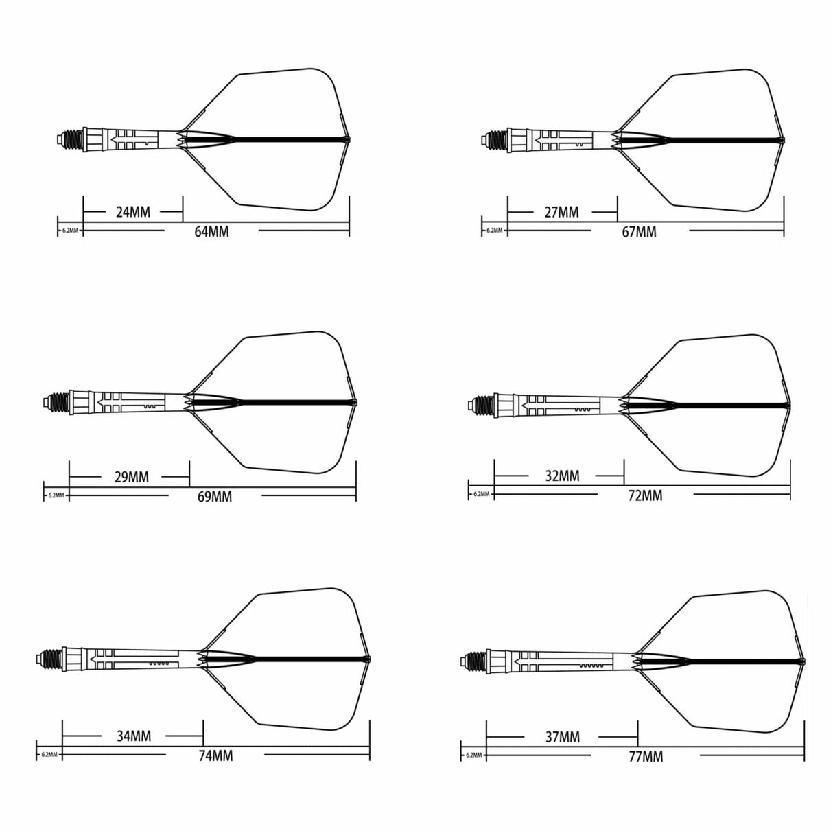 Cuesoul Rost T19 Carbon Fibre - Integrated Dart Shaft and Flights - Big Wing - Red