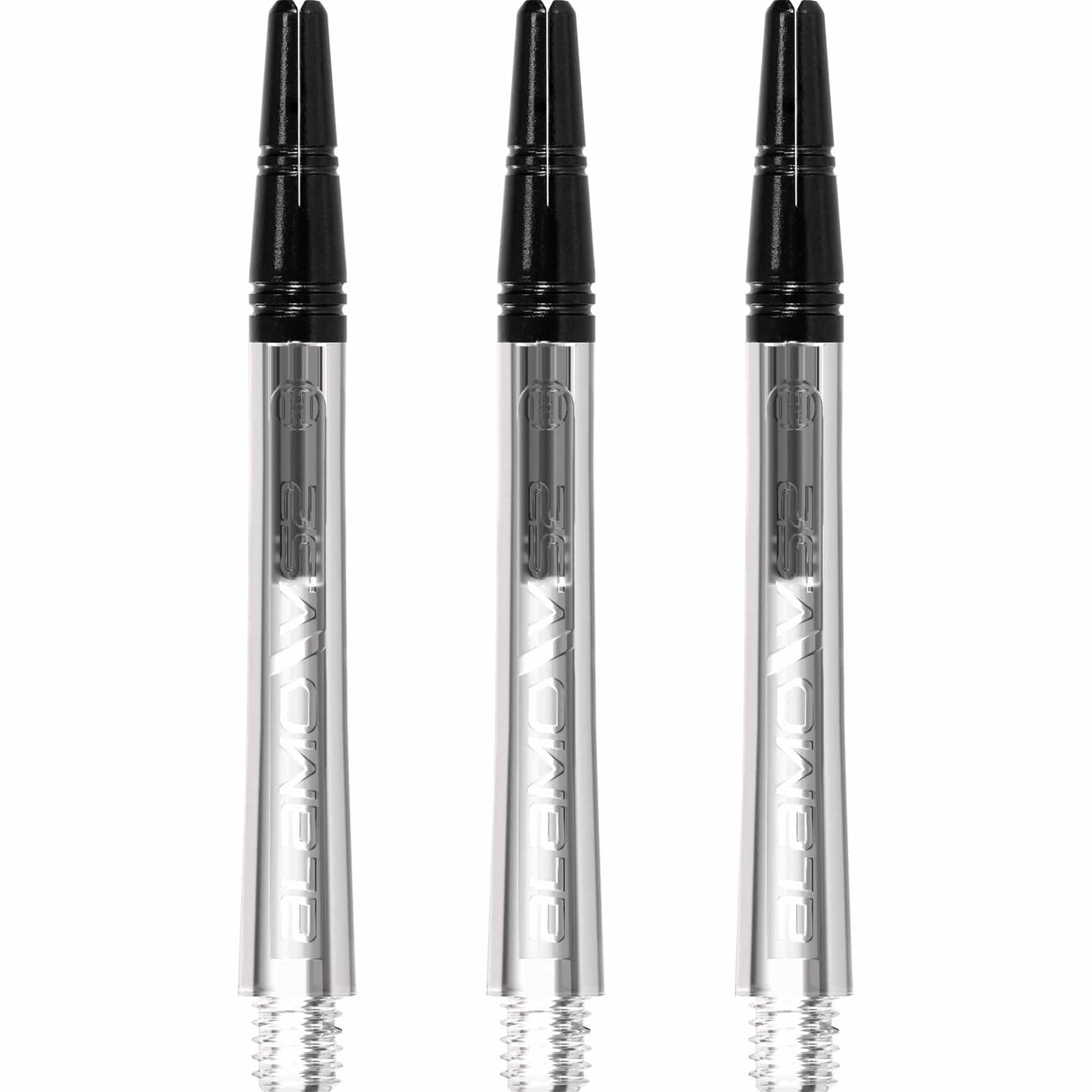 Harrows Alamo VS2 Dart Shafts - Polycarbonate - Black Aluminium Top - Clear Medium