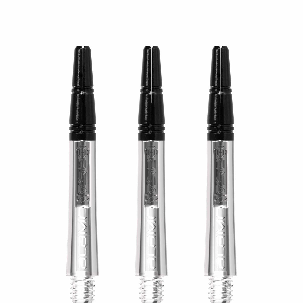 Harrows Alamo VS2 Dart Shafts - Polycarbonate - Black Aluminium Top - Clear Tweenie