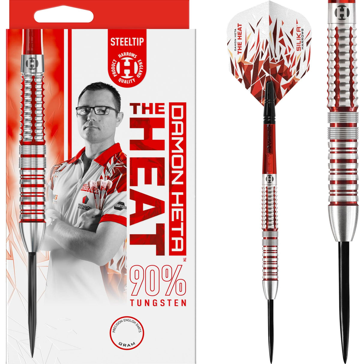 Harrows Damon Heta v2 Darts - Steel Tip - 90% - The Heat 21g