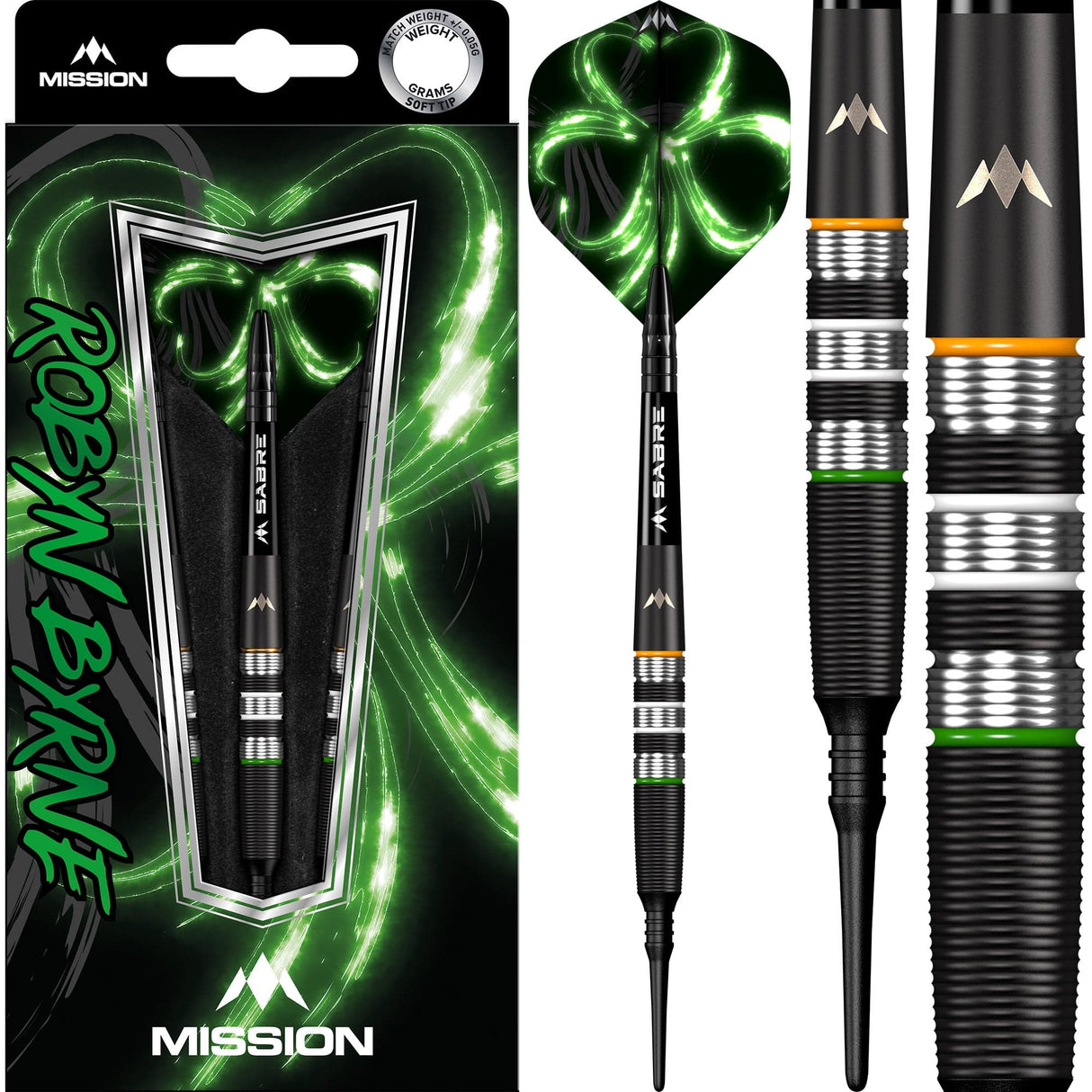 Mission Robyn Byrne Darts - Soft Tip - 90% - Black Titanium 18g