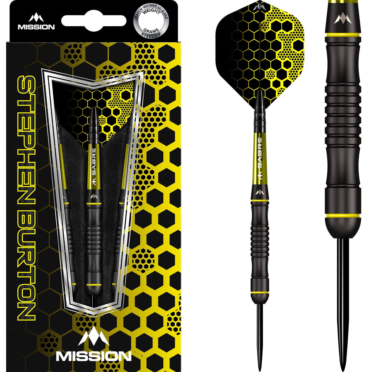 Mission Stephen Burton Darts - Steel Tip - 90% - Black Titanium - Bertie 23g