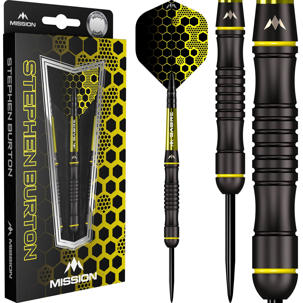 Mission Stephen Burton Darts - Steel Tip - 90% - Black Titanium - Bertie