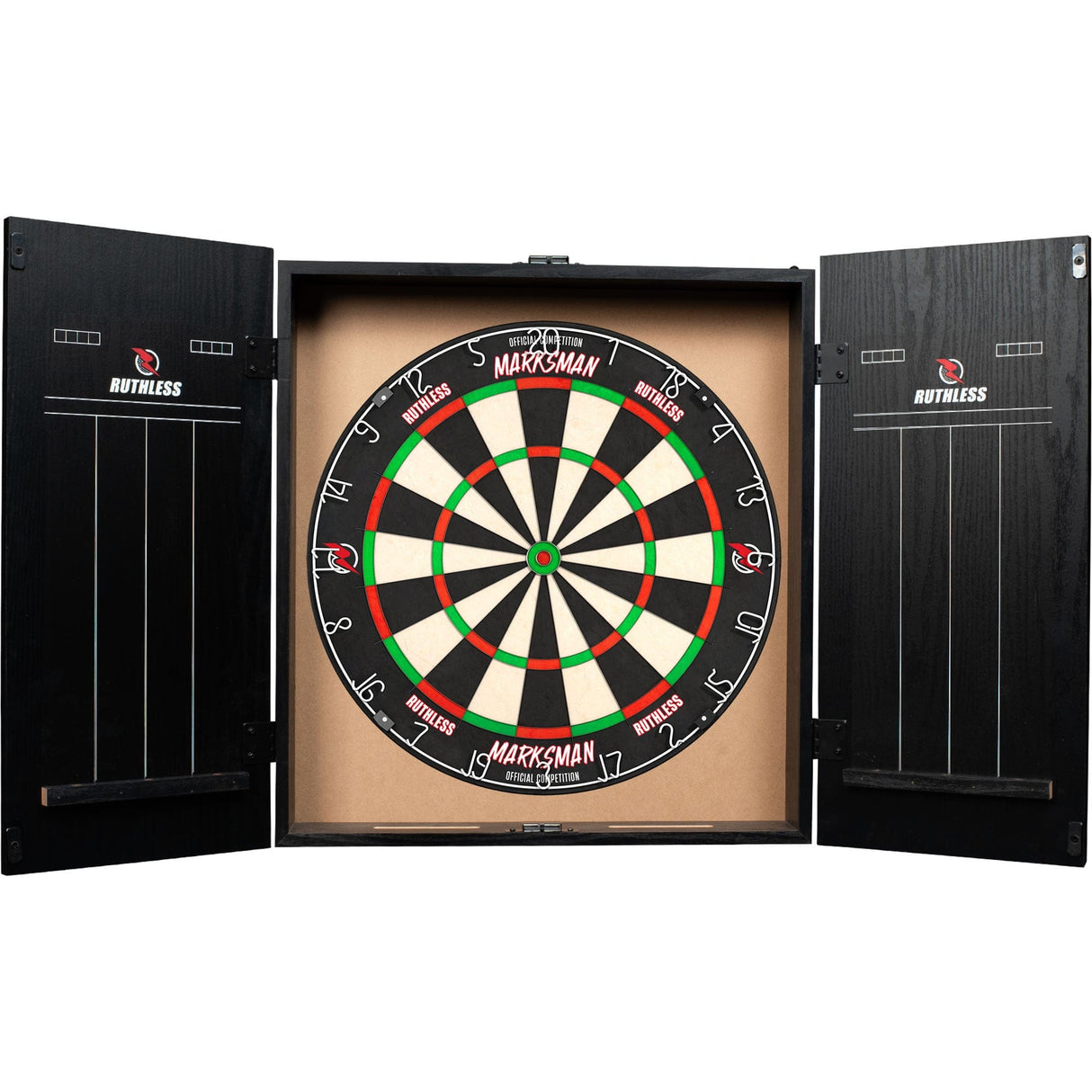 Ruthless Dartboard Cabinet - Square Design - RipTorn - Black & Red