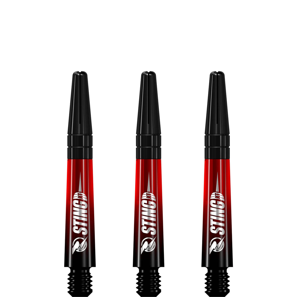 Ruthless Sting XT Dart Shafts - Polycarbonate - Gradient Black & Red - Black Top Short