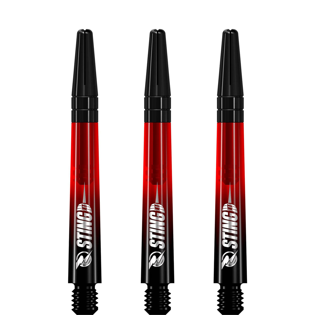 Ruthless Sting XT Dart Shafts - Polycarbonate - Gradient Black & Red - Black Top Tweenie Plus