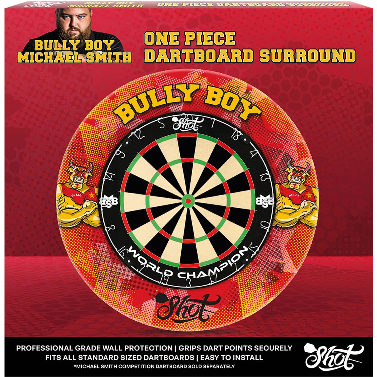 Shot Michael Smith Dartboard Surround - Professional - Bully Boy - Red