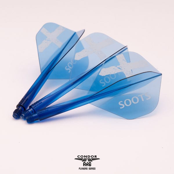 Condor AXE Dart Flights - Standard - Alan Soutar - Soots - Clear Blue