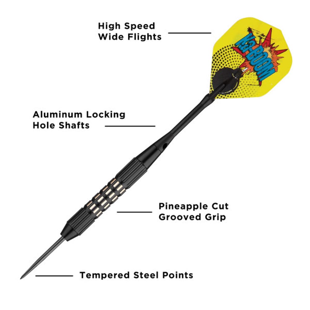 Viper Comix Darts - Steel Tip - Coated Alloy - Cut Grooves - inc Extras - Black 22g