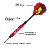 Viper Comix Darts - Steel Tip - Coated Alloy - Cut Grooves - inc Extras - Red 22g